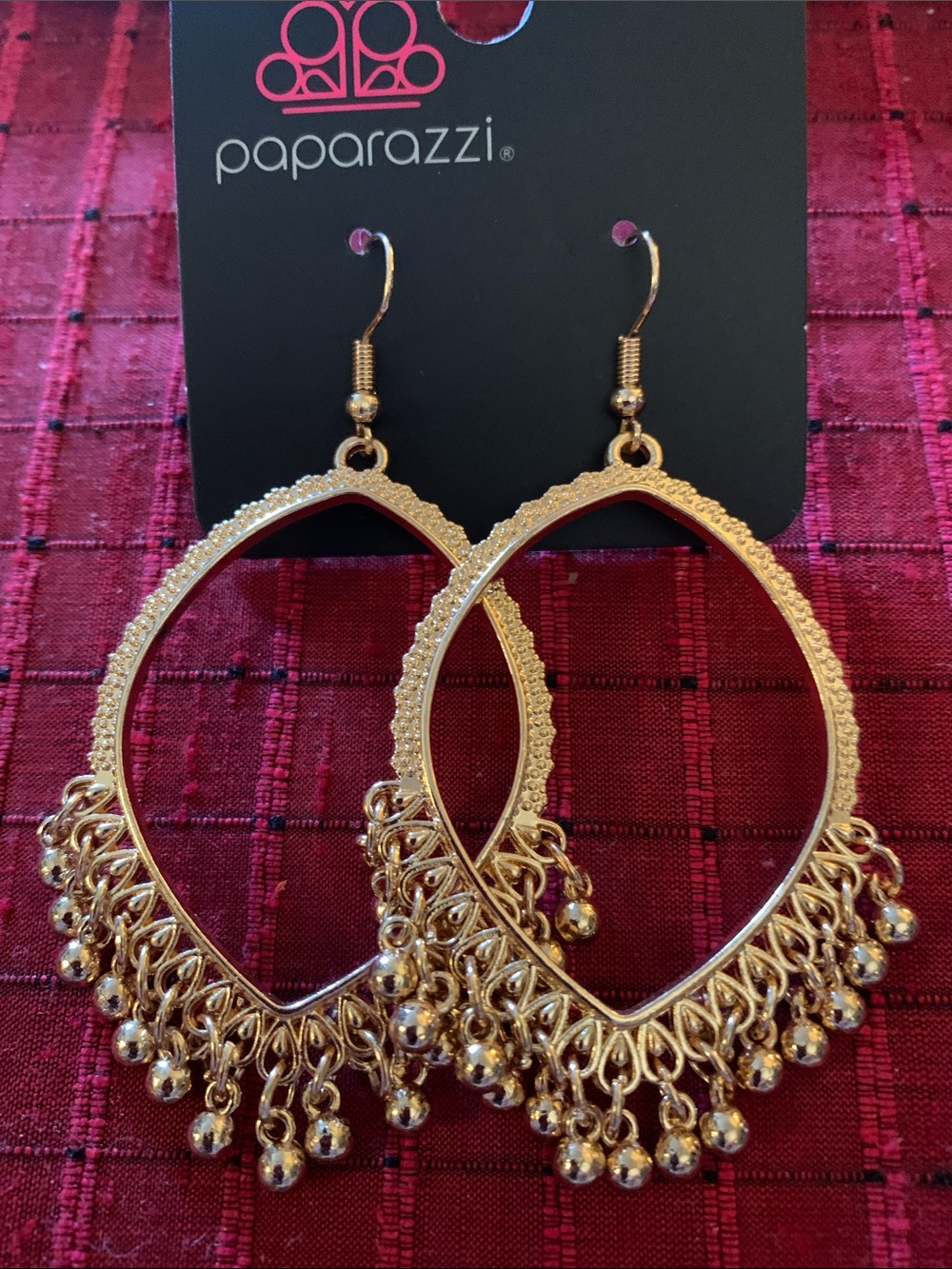 paparazzi Gold Filigree Teardrop Dangle Earrings with Beaded Fringe